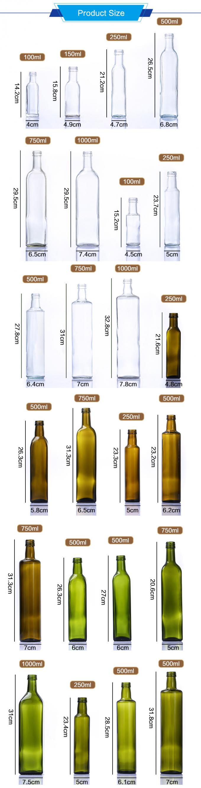 Flasche mit grünem Olivenöl aus Glas Flasche in großen Mengen 250 ml 1000 ml 1 l 0