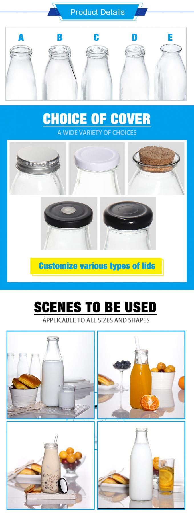 OEM wiederverschließbare Glasflaschen mit Milch 250 ml 300 ml 500 ml 750 ml 1000 ml 0