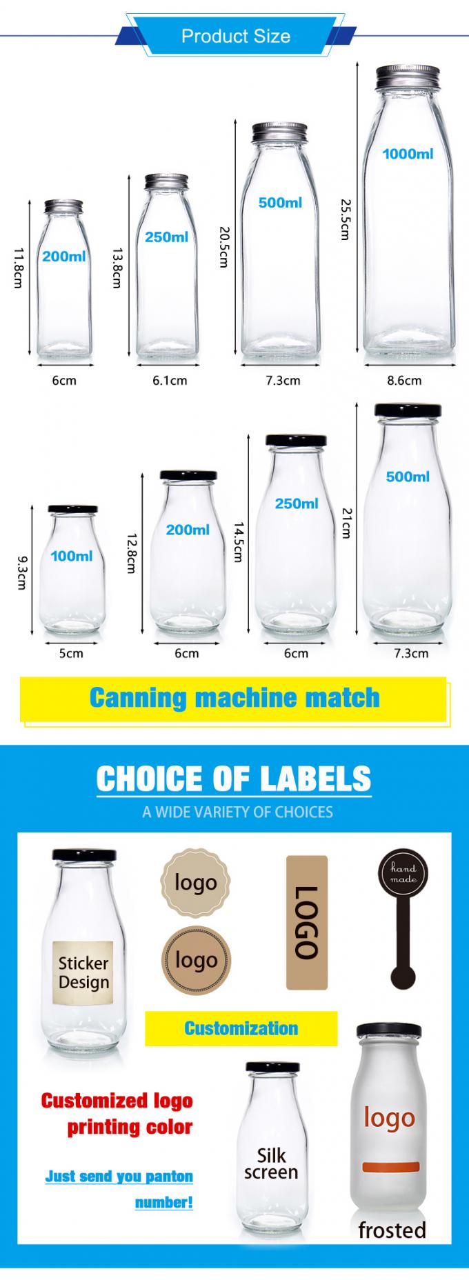 Glassauce 200 ml 250 ml Saft Milchflasche mit Schraubdeckel ODM 1