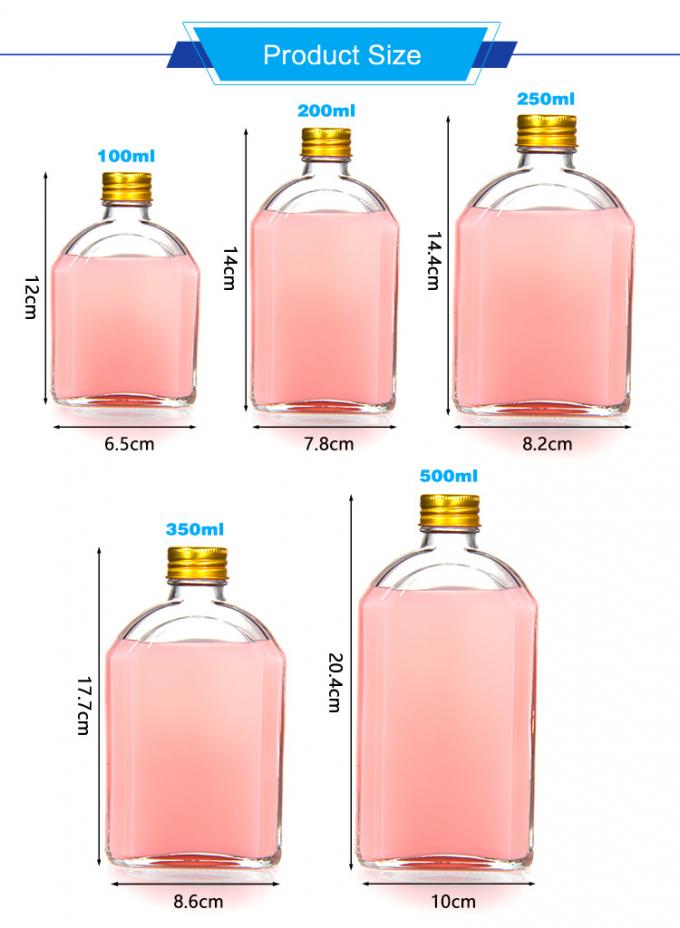 Luftdichte 8 Oz Glas-Saftflaschen Flachflasche für Likör Whisky Kombucha 1