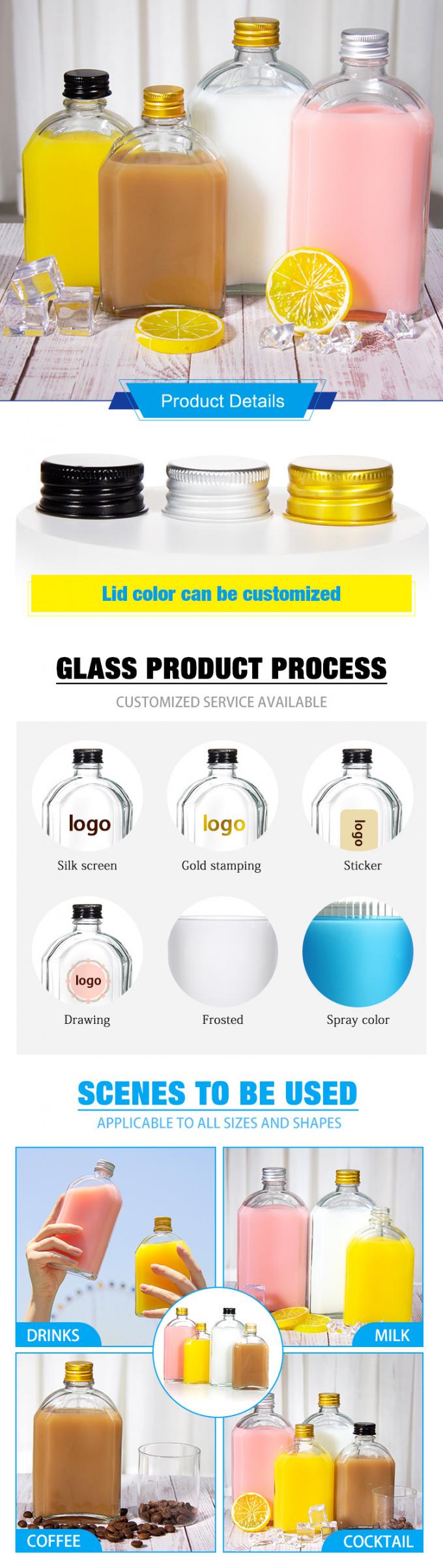 Luftdichte 8 Oz Glas-Saftflaschen Flachflasche für Likör Whisky Kombucha 0