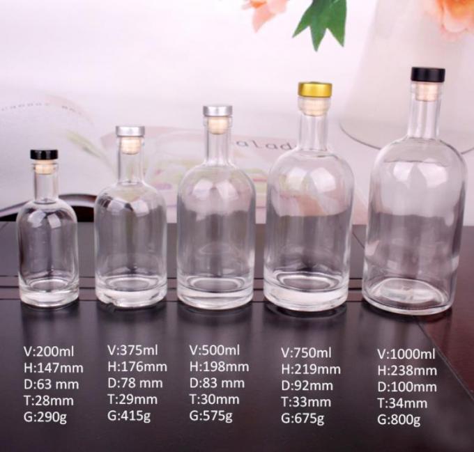 Auf Lager 750 ml Glas Flaschen Alkohol Spirituosen Behälter ODM 1