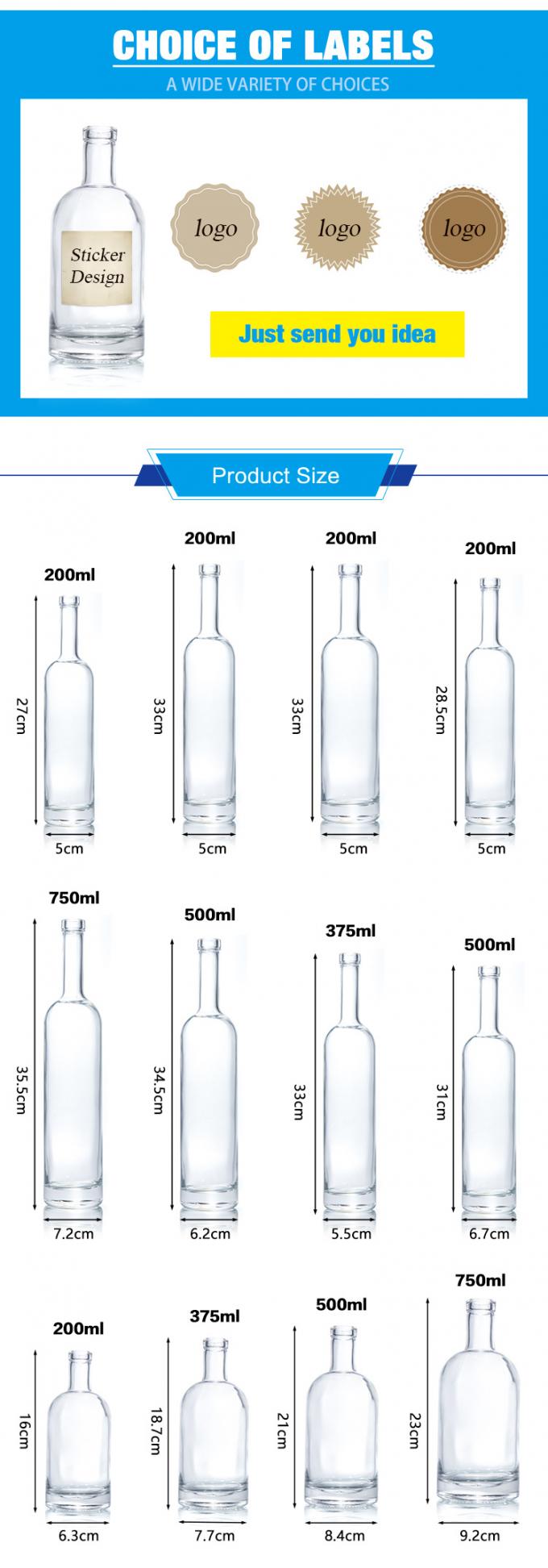 Auf Lager 750 ml Glas Flaschen Alkohol Spirituosen Behälter ODM 7