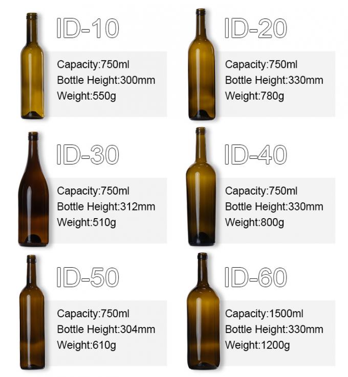 Flasche aus Farbigem Glas 500 ml 700 ml 750 ml 1500 ml 1
