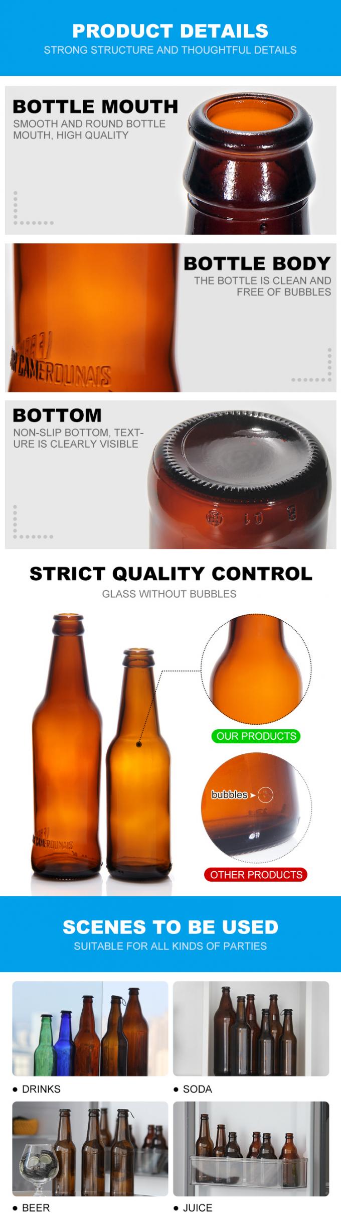 200 ml Brewing Breakaway Amber Glass Bierflasche Soda Lime mit Kronenkappe 2