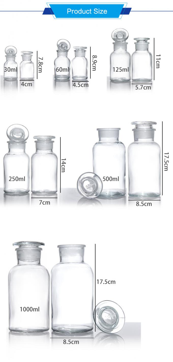 Durchsichtige Braun-Bron-Glas-Medikamentflaschen Gläser 125 ml 250 ml 500 ml 1000 ml 1