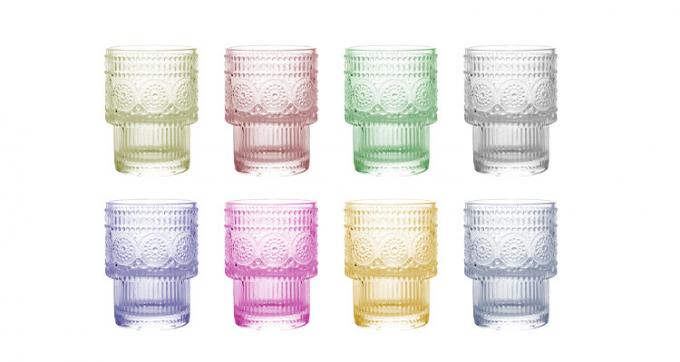 Retro kristallklare Kaffeegläser Trinkgläser Tasse Ripple Glaswaren geprägt 5