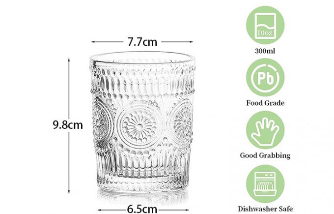 Sonnenblumen-Gedruckte alte Glas-Ribben Whisky Trinkbecher 1