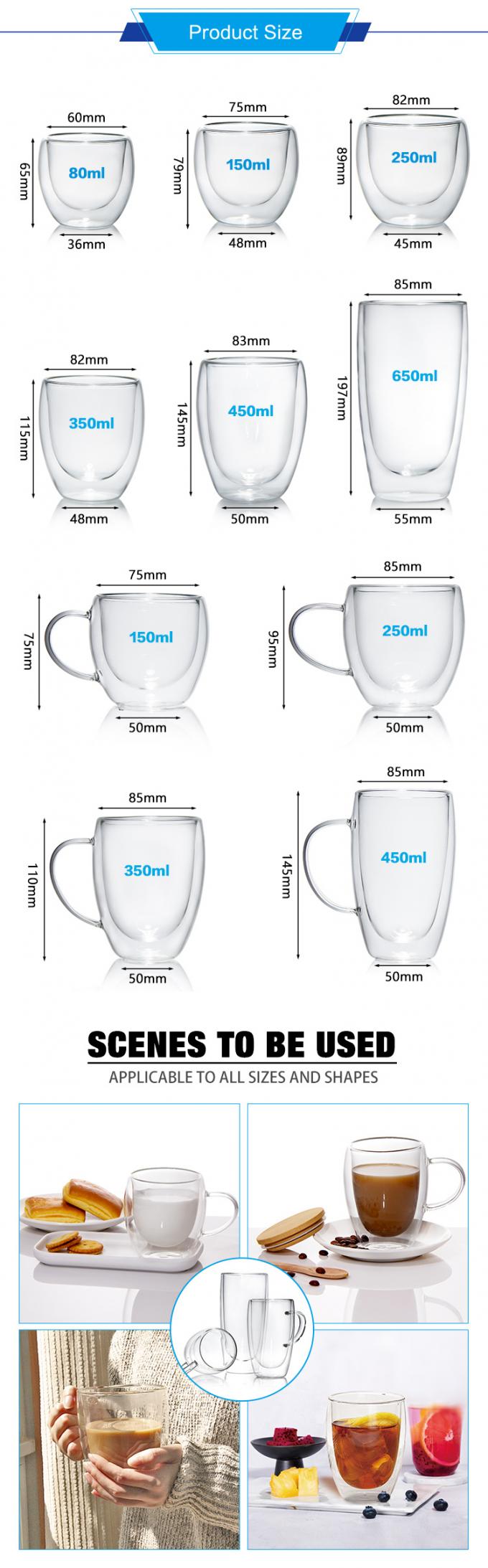 Espresso Latte Milch Glas Tee Kaffeetasse Tassen Durchsichtige Getränke 600 ml 650 ml 1