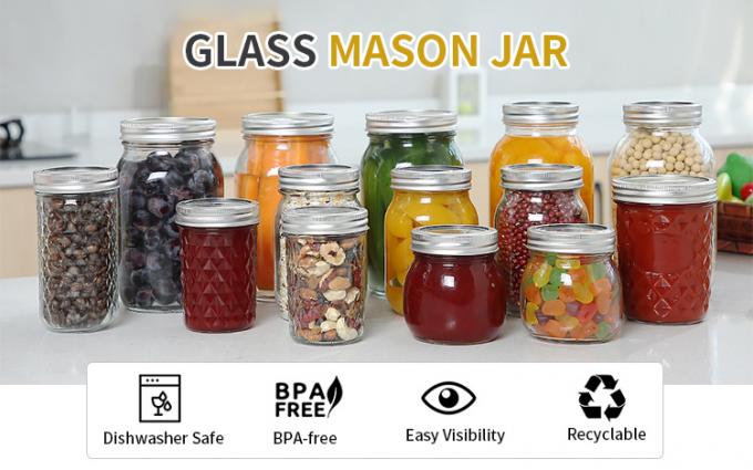 New Design Food Glas Mason Gläser Klar 450 ml 250 ml Mini-Gläser mit Deckel 0