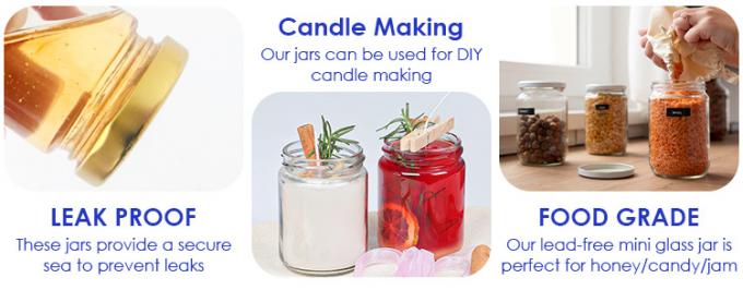 Hohe Qualität 45Ml 100Ml 150Ml 350Ml 450Ml Luftdichte Küche Lebensmittel Glasgläser mit Metalldeckel 3