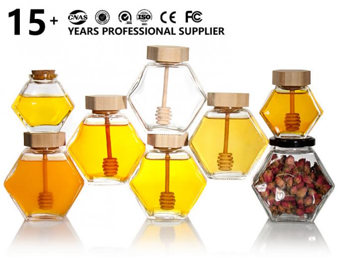Leer 100 ml 380 ml Hexagonal Honig Topf Glas Honig Topf mit Dipper 0