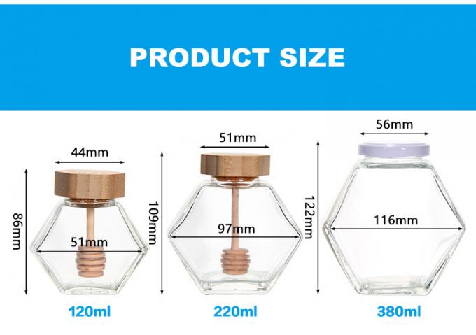 Leer 100 ml 380 ml Hexagonal Honig Topf Glas Honig Topf mit Dipper 3