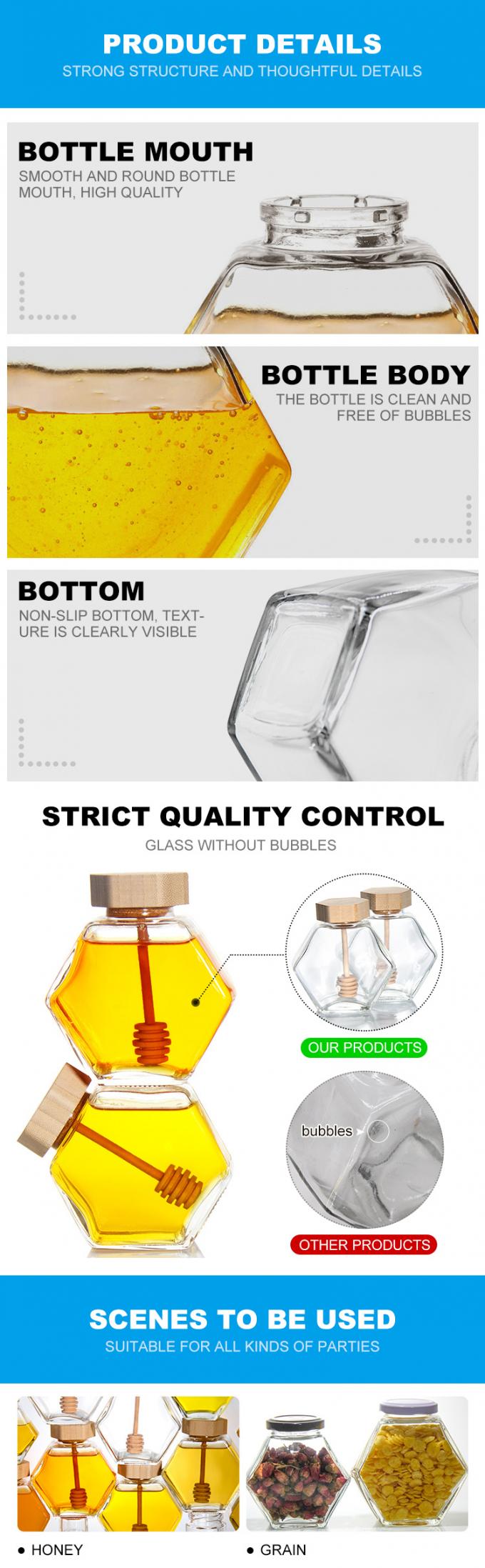 Leer 100 ml 380 ml Hexagonal Honig Topf Glas Honig Topf mit Dipper 2