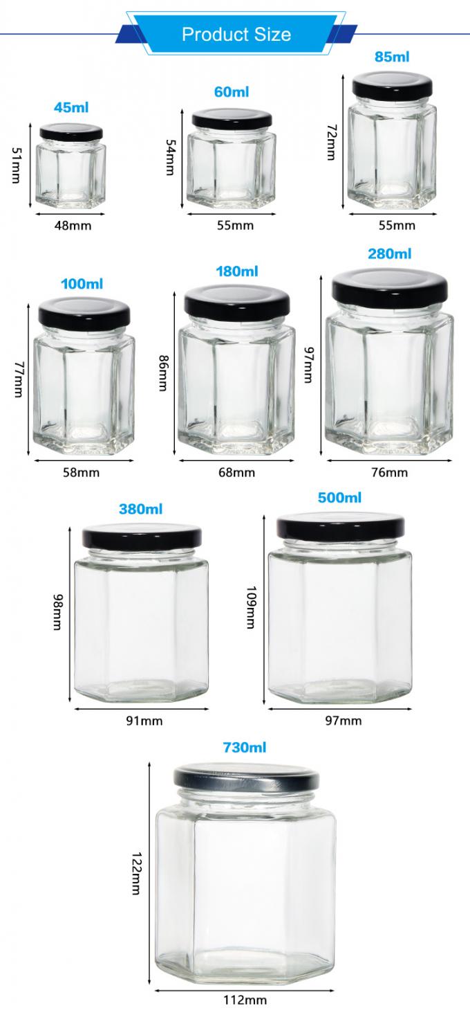 Maßgeschneiderte Form 250 ml 300 ml 400 ml 500 ml Hexagonal Form Glas Honiggläser 2