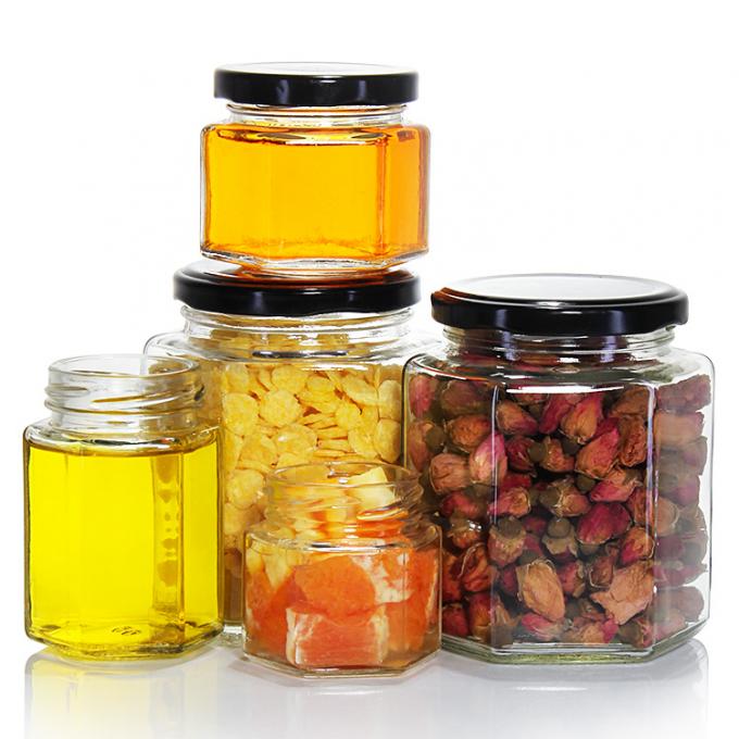 Maßgeschneiderte Form 250 ml 300 ml 400 ml 500 ml Hexagonal Form Glas Honiggläser 1