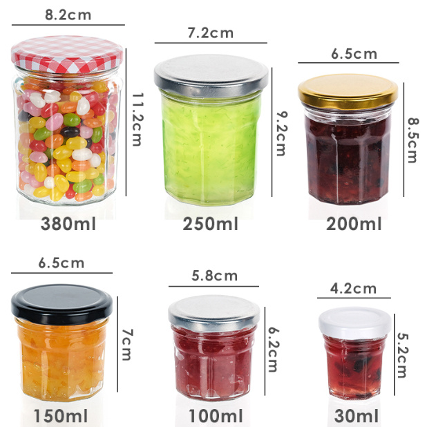 Hohe Dichtung Marmeladenaufbewahrungsgefäß Haushaltsleere Kanne Klar Marmeladenaufbewahrungsgefäß mit Aluminiumdeckel 1
