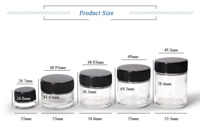 Geradseitig durchsichtige Amber Glas Kosmetik Gläser Lagerung 5g 40g 80g 110g 1