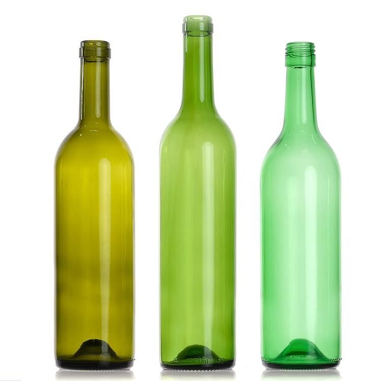750 ml Bordeaux-Glasflasche rund mit Flachboden