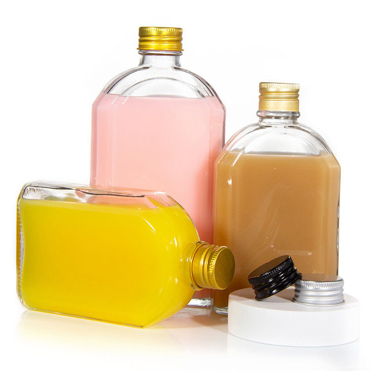 Luftdichte 8 Oz Glas-Saftflaschen Flachflasche für Likör Whisky Kombucha