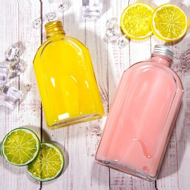 Luftdichte 8 Oz Glas-Saftflaschen Flachflasche für Likör Whisky Kombucha