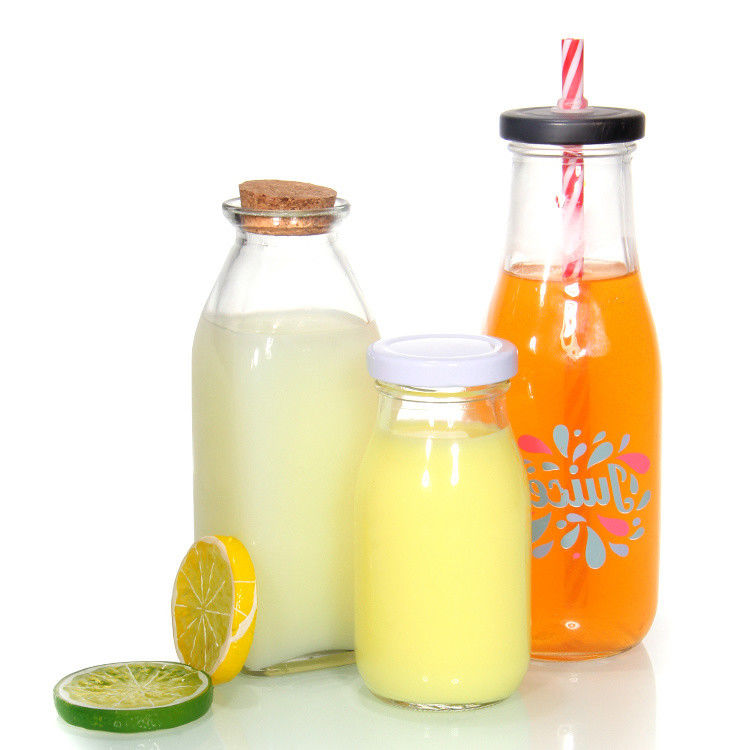 OEM 250 ml 500 ml 1000 ml 2 Liter Glas Milchflaschen Krug Lebensmittelqualität Runde Form