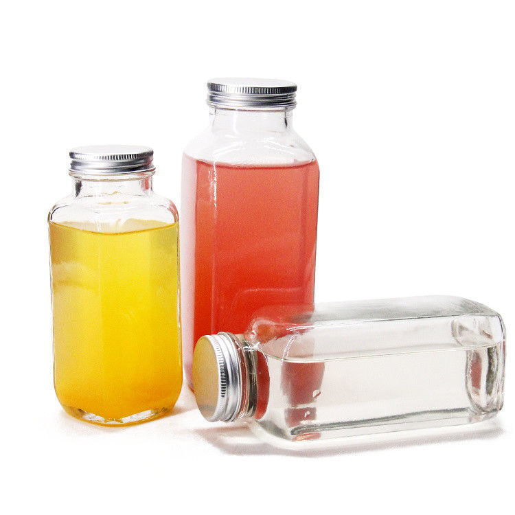 Französisch Quadrat Luftdichte Saftflaschen Glasflaschen für Saft Verpackung 8oz 2oz 16oz