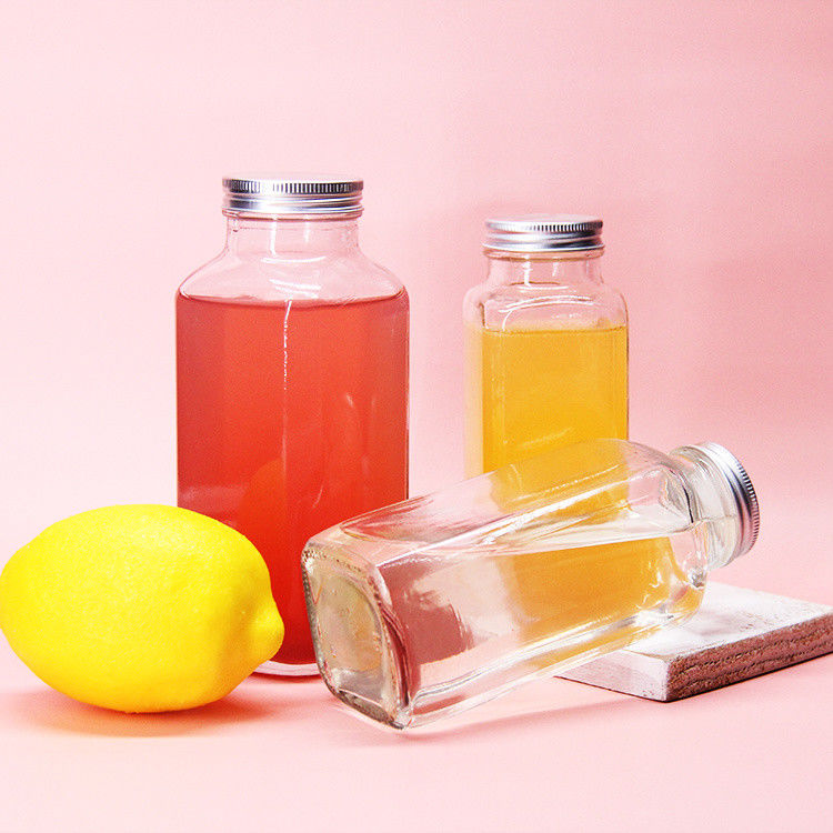 Französisch Quadrat Luftdichte Saftflaschen Glasflaschen für Saft Verpackung 8oz 2oz 16oz