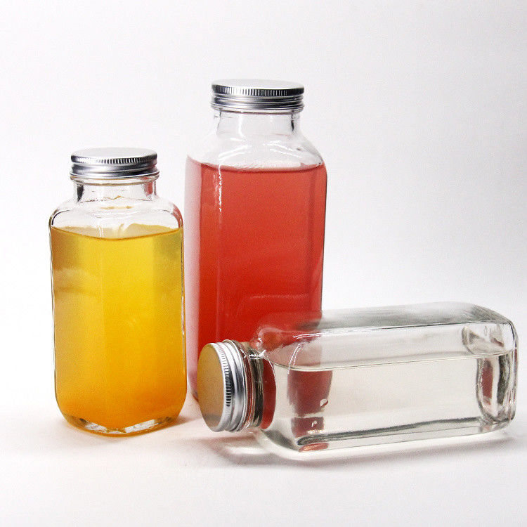 Französisch Quadrat Luftdichte Saftflaschen Glasflaschen für Saft Verpackung 8oz 2oz 16oz