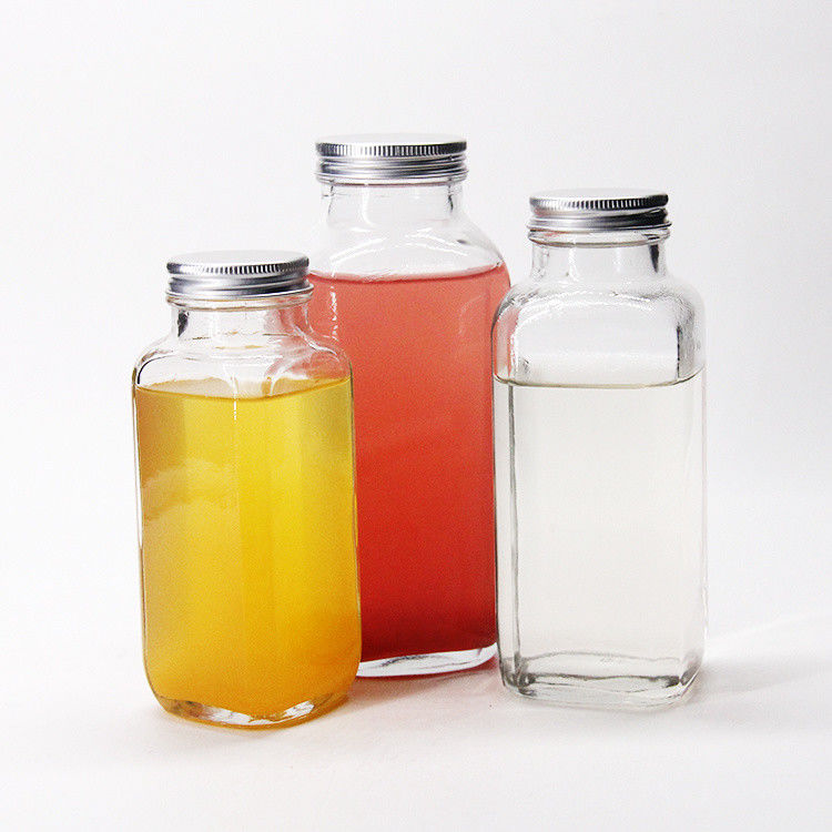 Französisch Quadrat Luftdichte Saftflaschen Glasflaschen für Saft Verpackung 8oz 2oz 16oz
