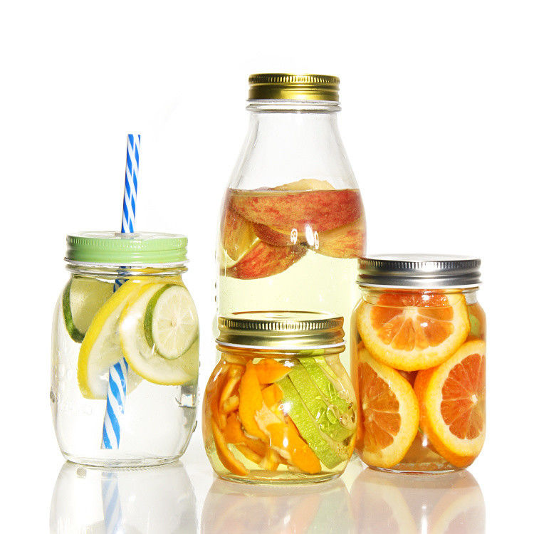 Runder Mason Glasglas Teeglas 12oz 16oz 500ml Glasbehälter mit Golddeckel