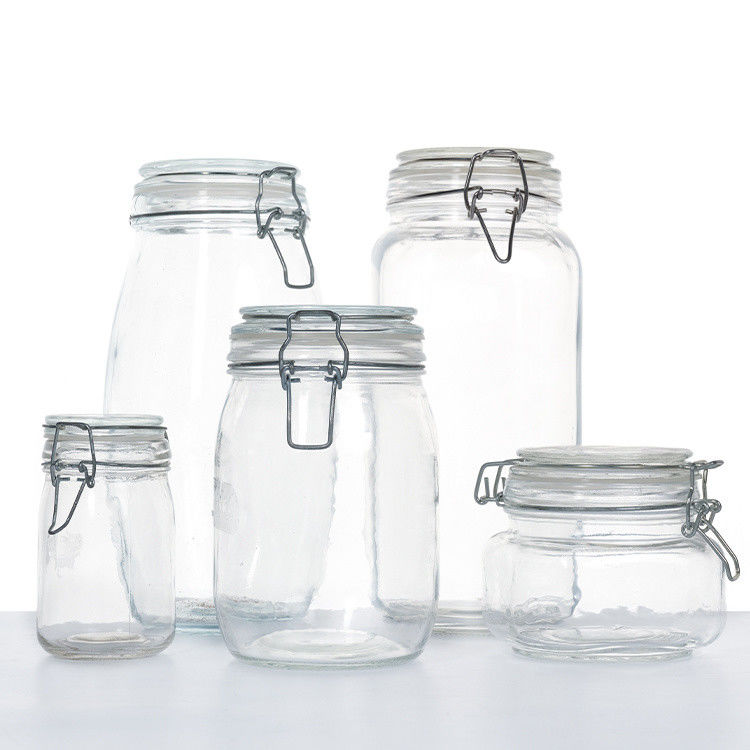 1 Oz 4 Oz 8 Oz Runde Form klarer leerer Lagerbehälter Glas-Lebensmittelgläser mit Clip-Deckel