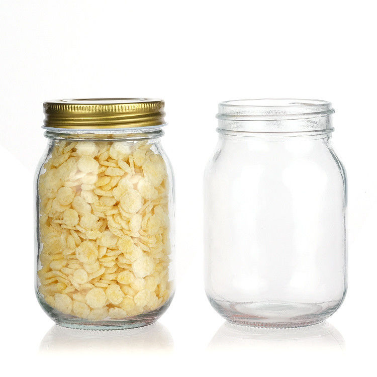 Custom Luxus 16oz Runder Klarglasglas mit Deckel Speicher Glas Mason Jar