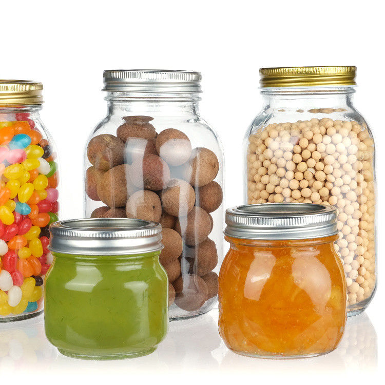 Custom Luxus 16oz Runder Klarglasglas mit Deckel Speicher Glas Mason Jar