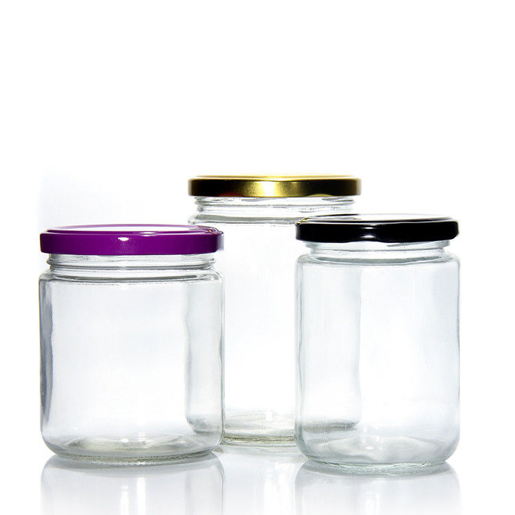 Nahrungsmittel-Runde Transparent 25 ml bis 1000 ml Marmelade Honig Gelee Glasfach mit metallengestütztem Deckel