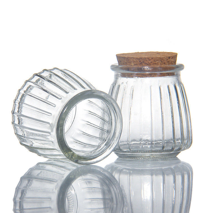 Kleine Glasglas-Dessert-Glasbehälter mit Korkdeckel 7oz 200ml