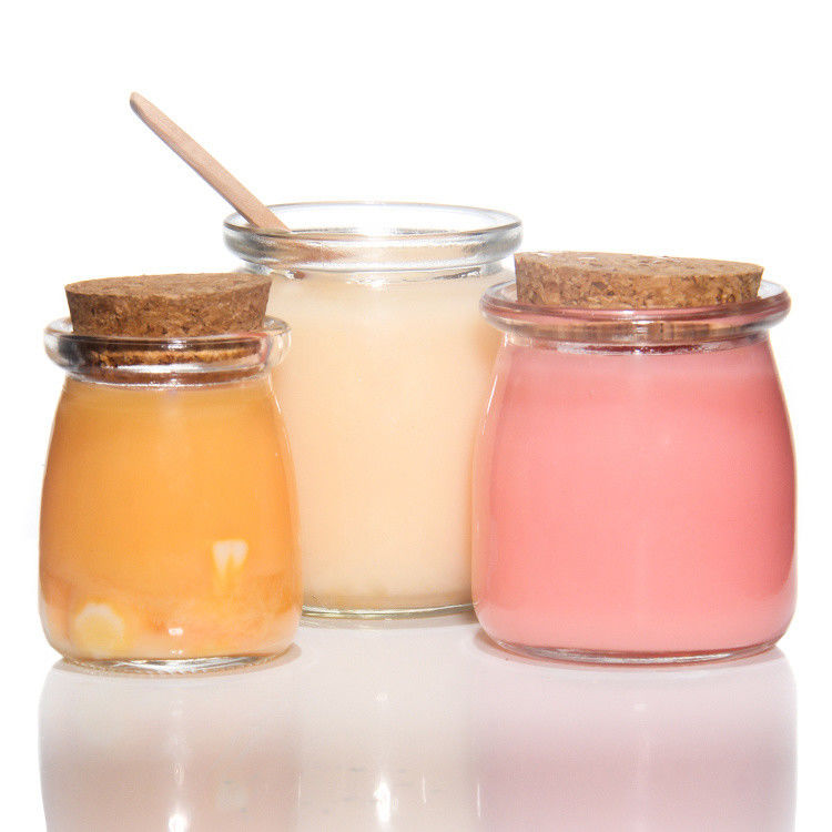 Kleine Glasglas-Dessert-Glasbehälter mit Korkdeckel 7oz 200ml