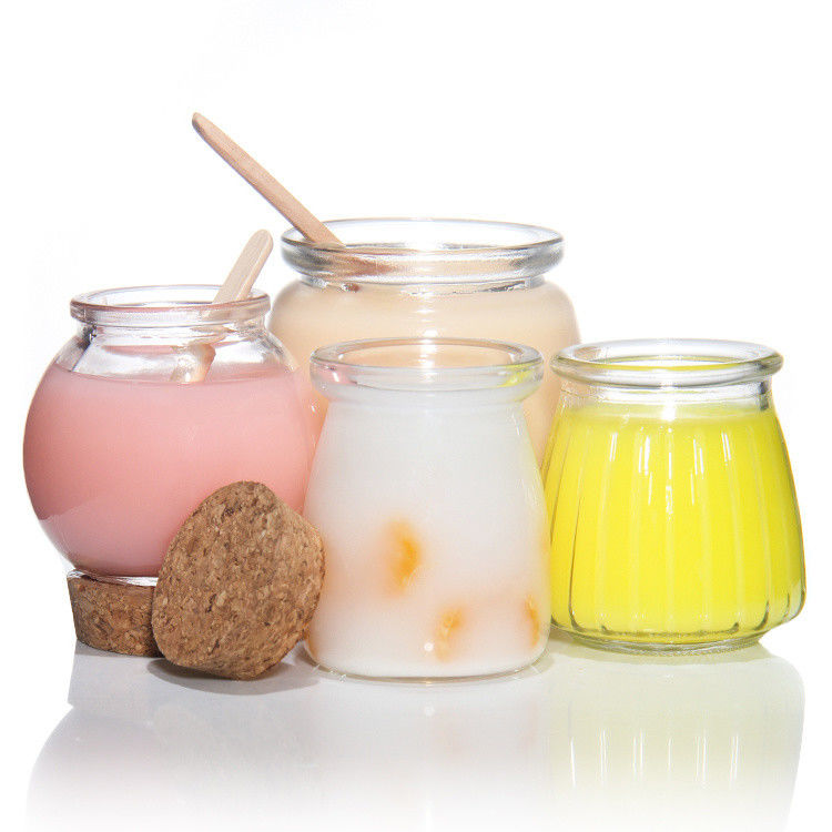 Kleine Glasglas-Dessert-Glasbehälter mit Korkdeckel 7oz 200ml
