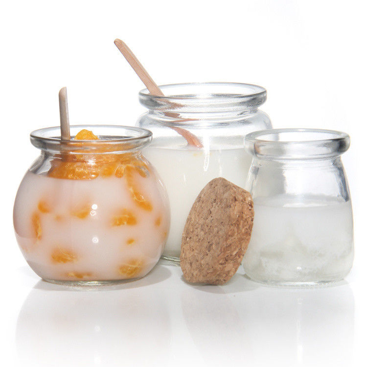 8oz leere Glasflasche mit Joghurt, Puddingglas und Frischmilchflasche mit Korkkappe