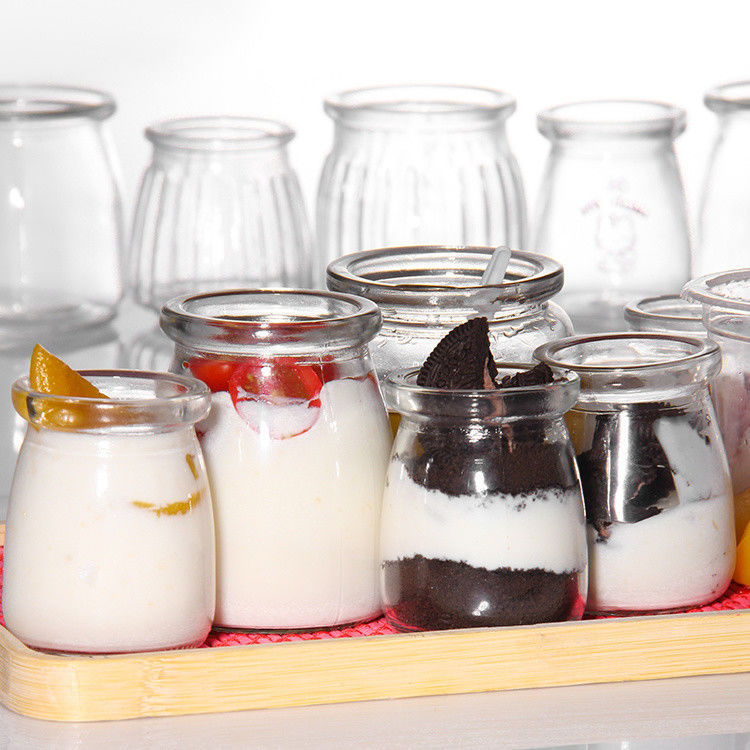 100 ml Glas Yogurt Flasche Pudding Glas Gelee Mousse Dessert Tasse und frische Milch Flasche mit Plastikdeckel
