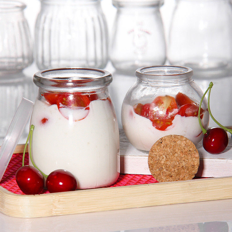 100 ml Glas Yogurt Flasche Pudding Glas Gelee Mousse Dessert Tasse und frische Milch Flasche mit Plastikdeckel