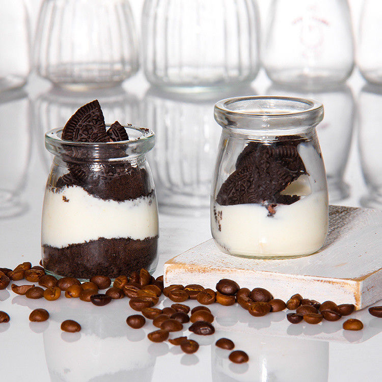 100 ml Glas Yogurt Flasche Pudding Glas Gelee Mousse Dessert Tasse und frische Milch Flasche mit Plastikdeckel