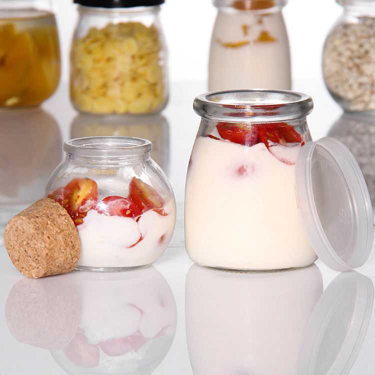 100 ml Glas Yogurt Flasche Pudding Glas Gelee Mousse Dessert Tasse und frische Milch Flasche mit Plastikdeckel