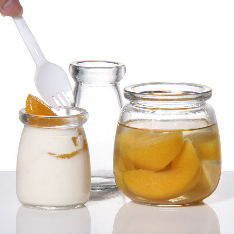 100 ml Glas Yogurt Flasche Pudding Glas Gelee Mousse Dessert Tasse und frische Milch Flasche mit Plastikdeckel