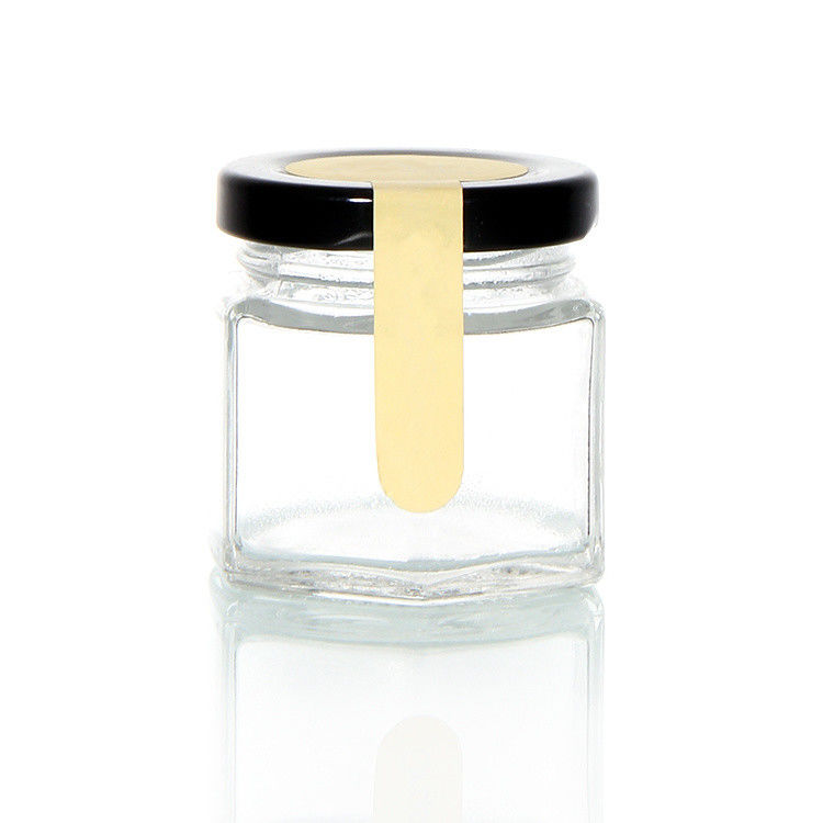 Custom Logo 100 ml 180 ml 280 ml 380 ml Marmelade Soße Aufbewahrung Glasflaschen Klares sechsseckiges Glas Honigglas