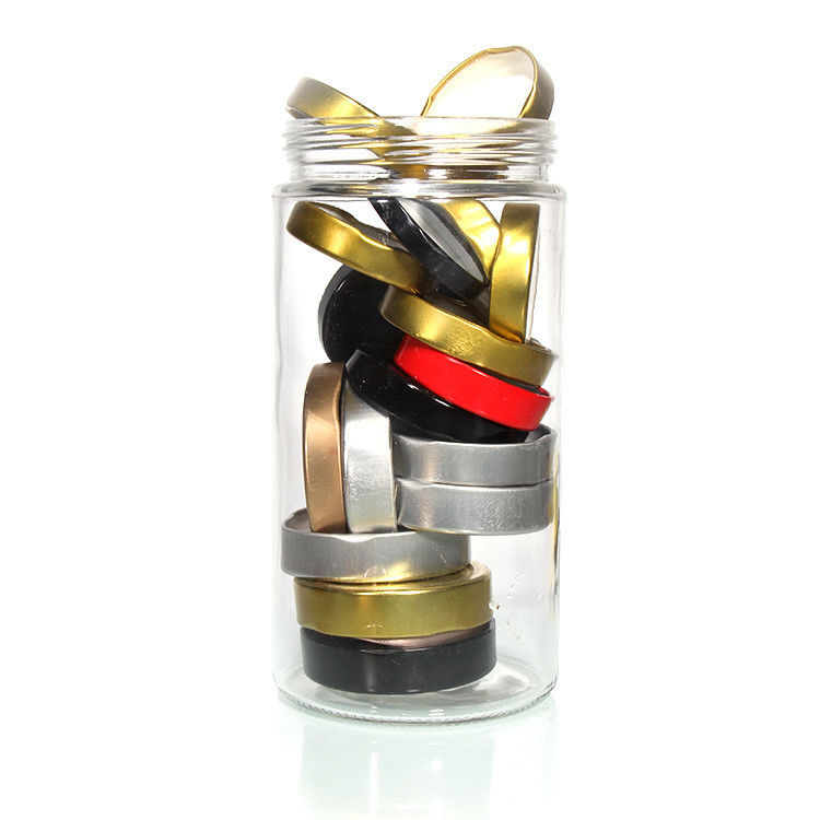 Custom Logo 38mm 43mm 48mm 53mm 58mm 63mm 70mm 82mm Goldene Schraubkappen Metall Lug Kappe für Glasglas