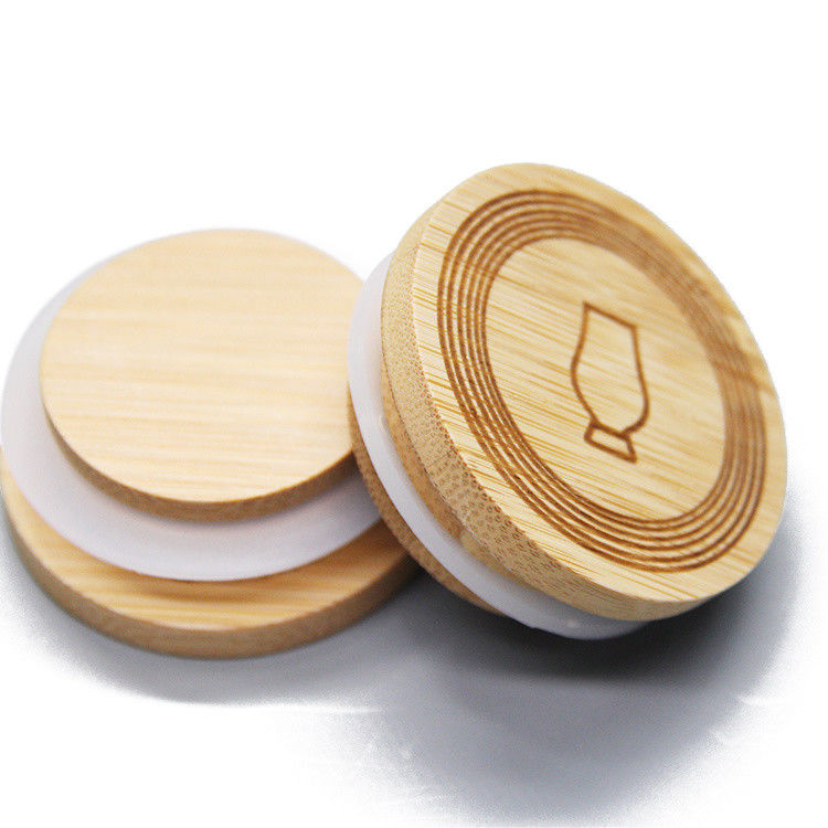 Custom Bamboo Cup Deckel 70mm für Boba Tee Glas Mason Jar Becher