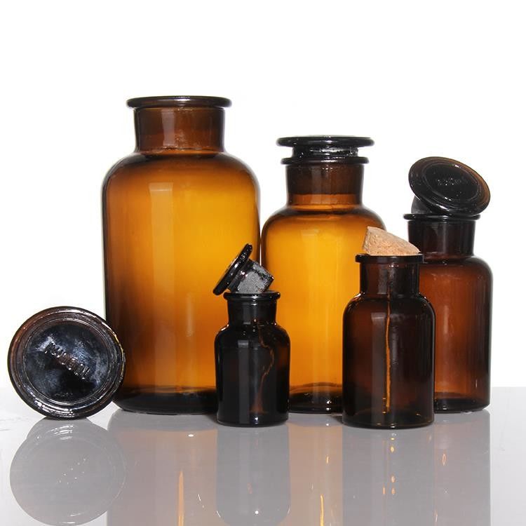 Custom 125ml Bernsteinbreit Mund Reagent Flasche Vintage Glas Apothekenglas
