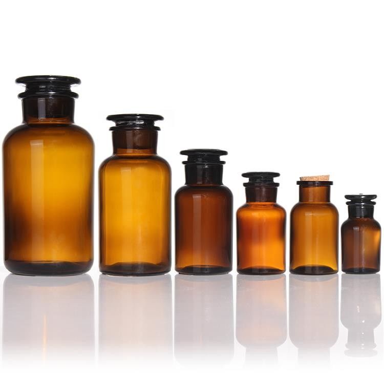 Custom 125ml Bernsteinbreit Mund Reagent Flasche Vintage Glas Apothekenglas