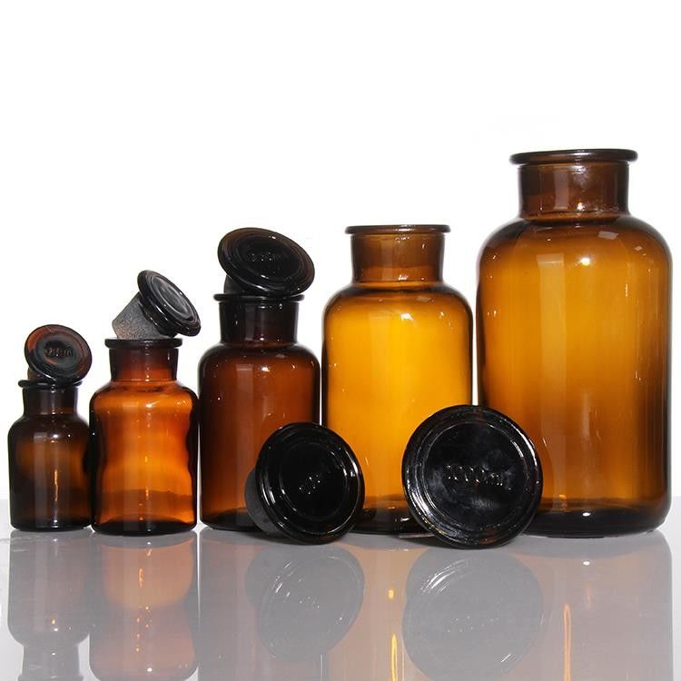 Custom 125ml Bernsteinbreit Mund Reagent Flasche Vintage Glas Apothekenglas